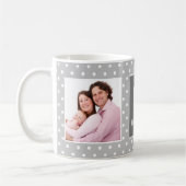 Gray Polka Dot Custom Photo Monogram Koffiemok (Links)