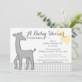 Gray Polka-dot Giraffe Baby shower Kaart (Staand voorkant)