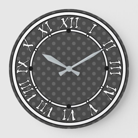 Gray Polka dot Grote Klok (Voorkant)