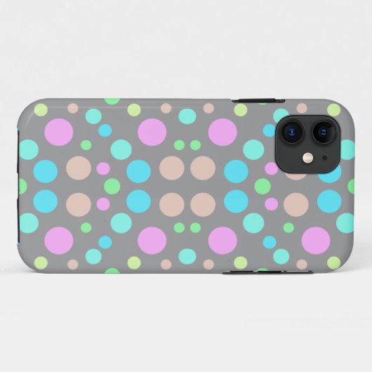 GRAY POLKA DOT IPHONE CASE (Achterkant (horizontaal))