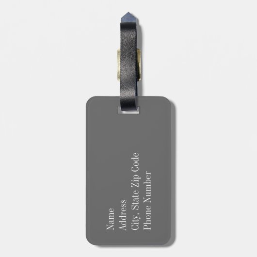 Gray Polka Dot met Blauwgroen Monogram Bagagelabel (Achterkant verticaal)