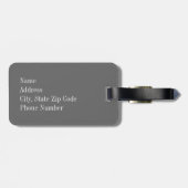 Gray Polka Dot met Blauwgroen Monogram Bagagelabel (Achterkant horizontaal)