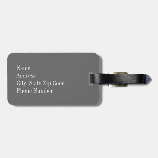 Gray Polka Dot met Blauwgroen Monogram Bagagelabel (Achterkant horizontaal)