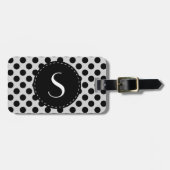 Gray Polka Dot Monogram Gepersonaliseerd Bagagelab Bagagelabel (Voorkant horizontaal)