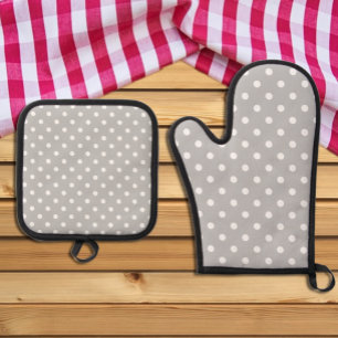 Gray Polka Dot Ovenwant & Pannenlap Set
