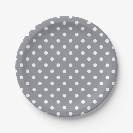 Gray Polka Dot Papieren Bordje (Voorkant)