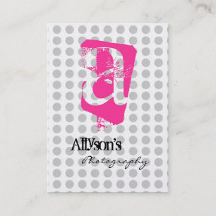 Gray Polka Dots Background Monogram Visitekaartjes