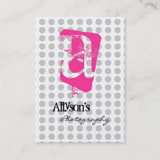 Gray Polka Dots Background Monogram Visitekaartjes (Voorkant)