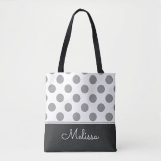 Gray Polka Dots | Gepersonaliseerd Tote Bag