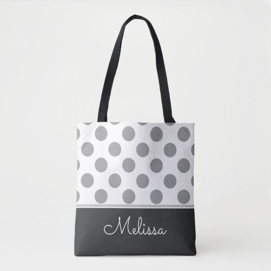 Gray Polka Dots | Gepersonaliseerd Tote Bag (Voorkant)