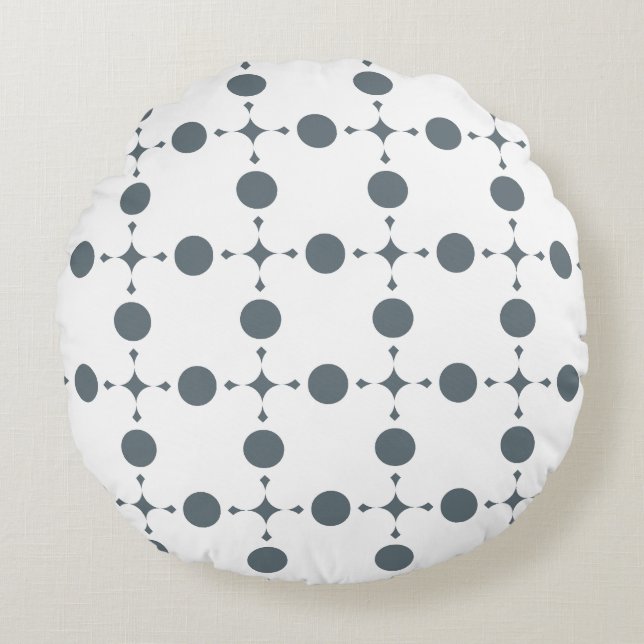 Gray Polka Dots, Polka Dot Pattern, Stippen, gedop Rond Kussen (Voorkant)