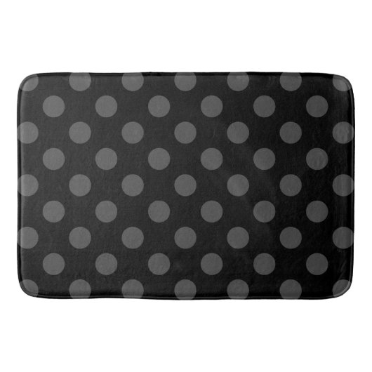 Gray polka-punten op zwart badmat (Voorkant)