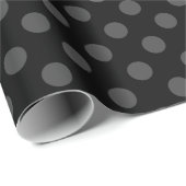 Gray polka-punten op zwart cadeaupapier (Rol Hoek)