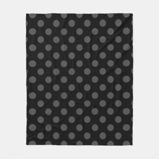 Gray polka-punten op zwart fleece deken (Voorkant)