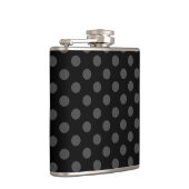 Gray polka-punten op zwart heupfles (Rechts)