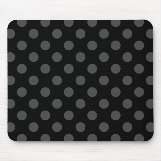 Gray polka-punten op zwart muismat (Voorkant)