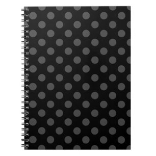Gray polka-punten op zwart notitieboek