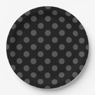 Gray polka-punten op zwart papieren bordje