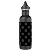 Gray polka-punten op zwart waterfles  (Rechts)
