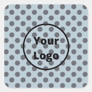 Gray polka-stippen op blauw vierkante sticker
