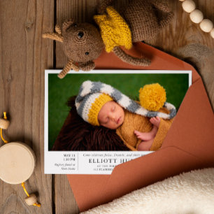 Gray Post Birth Baby shower Foto Sip & See Kaart