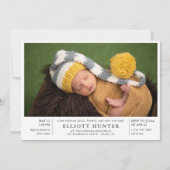 Gray Post Birth Baby shower Foto Sip & See Kaart (Voorkant)