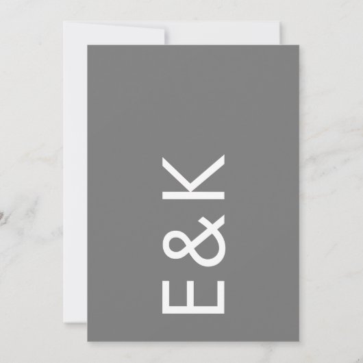 Gray Premium Ultimate Modern Monogram Weddenschap Kaart (Achterkant)
