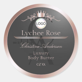 Gray Product Label Rose Gold Frame Logo Monogram
