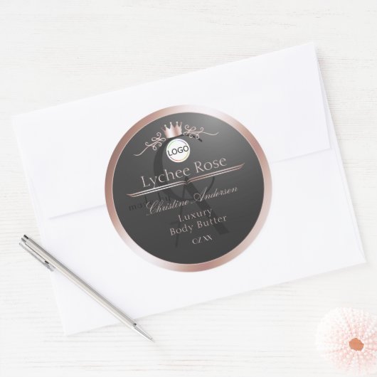 Gray Product Label Rose Gold Frame Logo Monogram (Envelop)