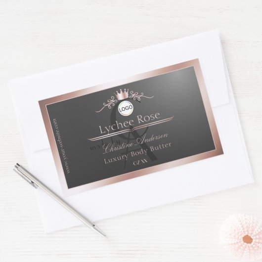 Gray Product Label Rose Gold Frame Logo Monogram (Envelop)