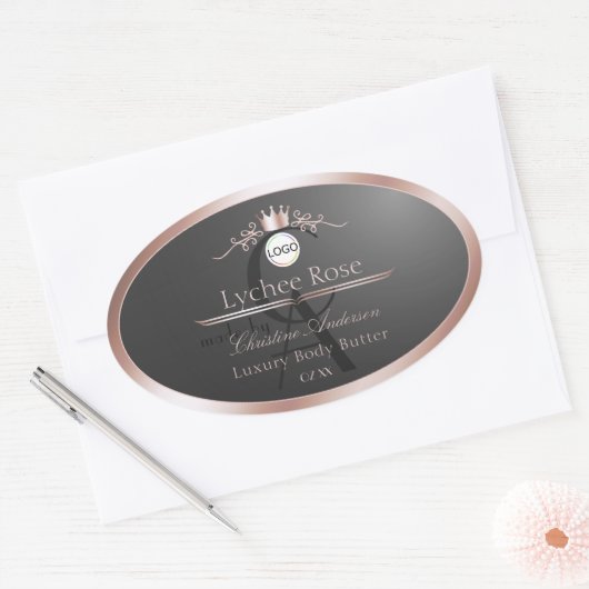 Gray Product Label Rose Gold Frame Logo Monogram (Envelop)