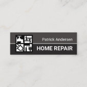 Gray Professional Construction Tools Motif Mini Visitekaartje (Voorkant)