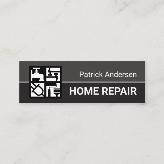 Gray Professional Construction Tools Motif Mini Visitekaartje (Voorkant)