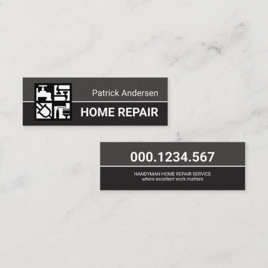 Gray Professional Construction Tools Motif Mini Visitekaartje (Voorkant / Achterkant)