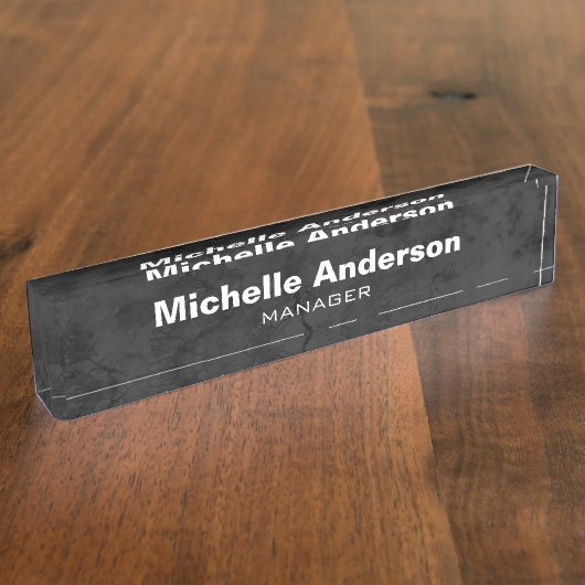 Gray Professional Manager Modern Plain Naambordje (Zijkant)