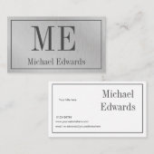 Gray Professional Monogram Steel Modern Visitekaartje (Voorkant / Achterkant)