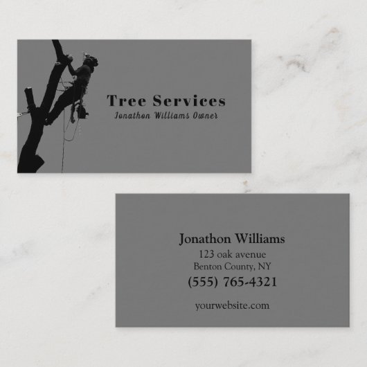 Gray Professional Tree Trimming Service Visitekaartje (Voorkant / Achterkant)