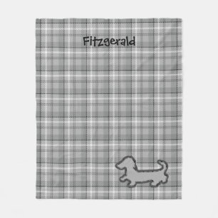 Gray Pset Dachshund Fleece Blanket Deken