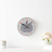Gray Pumpkin Oranje Trim Halloween Clock Ronde Klok (Huis)