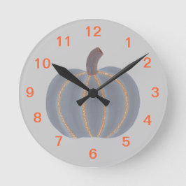 Gray Pumpkin Oranje Trim Halloween Clock Ronde Klok