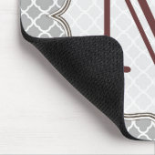 Gray Quarterfoil Latti Monogram Initiaal Muismat (Hoek)