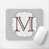 Gray Quarterfoil Latti Monogram Initiaal Muismat (Met muis)