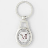 Gray Quarterfoil Latti Monogram Initiaal Sleutelha Sleutelhanger (Voorkant)