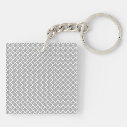 Gray Quarterfoil Latti Monogram Initiaal Sleutelha Sleutelhanger (Achterkant)