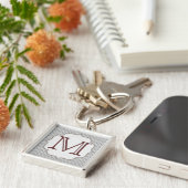 Gray Quarterfoil Latti Monogram Initiaal Sleutelha Sleutelhanger (Zijkant)