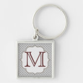 Gray Quarterfoil Latti Monogram Initiaal Sleutelha Sleutelhanger (Voorkant)