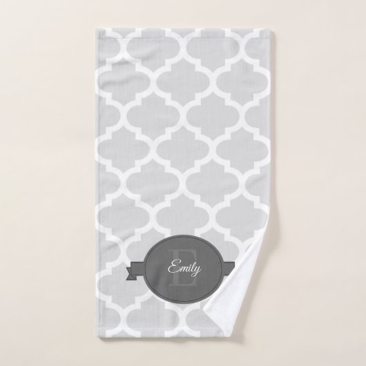 Gray Quatrefoil - Aangepaste set keukendoeken Bad Handdoek (Handdoek)