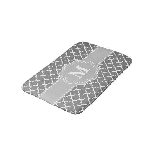 Gray Quatrefoil Chevron Monogram Bathmat Badmat (Gekanteld)
