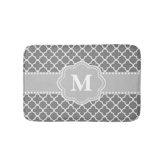 Gray Quatrefoil Chevron Monogram Bathmat Badmat (Voorkant)
