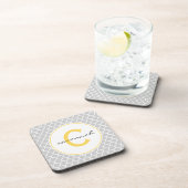 Gray Quatrefoil Monogram Drankjes Onderzetter (Rechterzijde)
